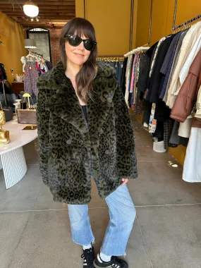 Zadig & Voltaire Leopard Faux Fur Coat Comfort Fit