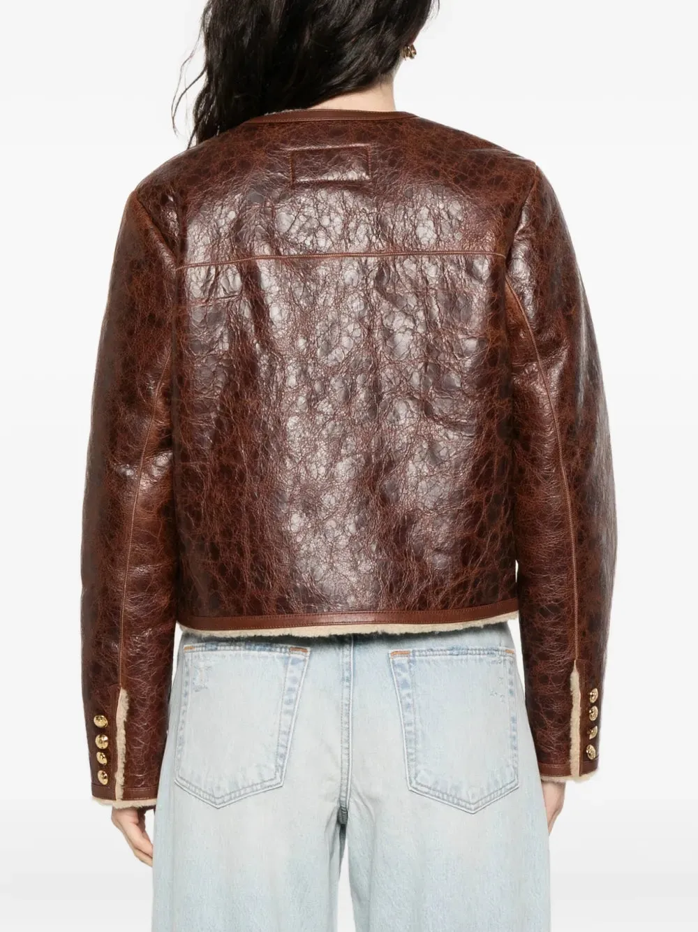 Zanie Short Shearling Coat in Vintage Whiskey Produce