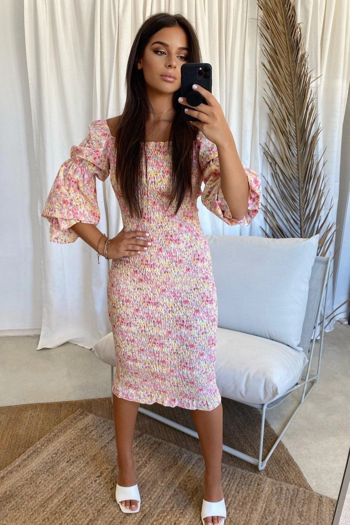 Courtney Dress - Sunset Floral Fall Comfort